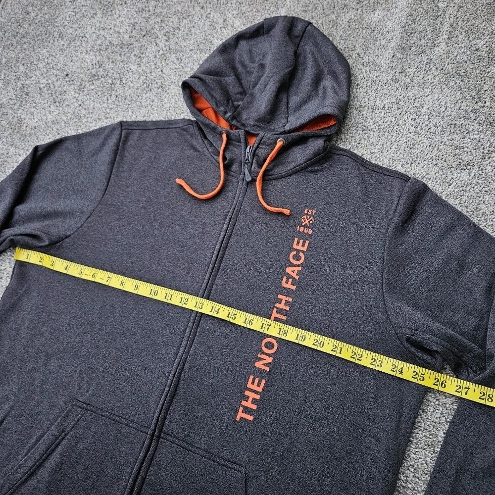 North Face Men’s Zip Up Sweatshirt Size XL Full Zip Hoodie Jacket Gray Orange